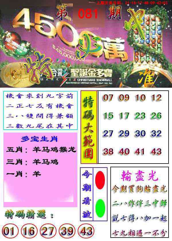 081期特必中[图]